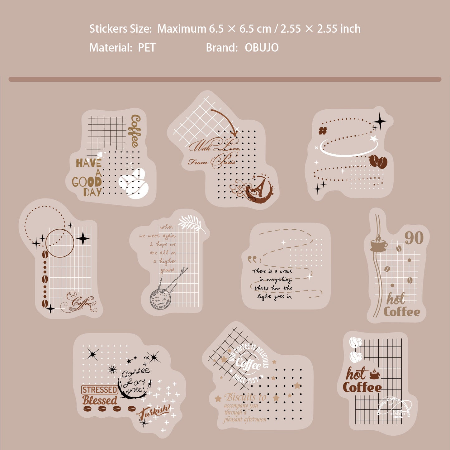 20 Pcs Creative Collage PET Stickers BYXZ