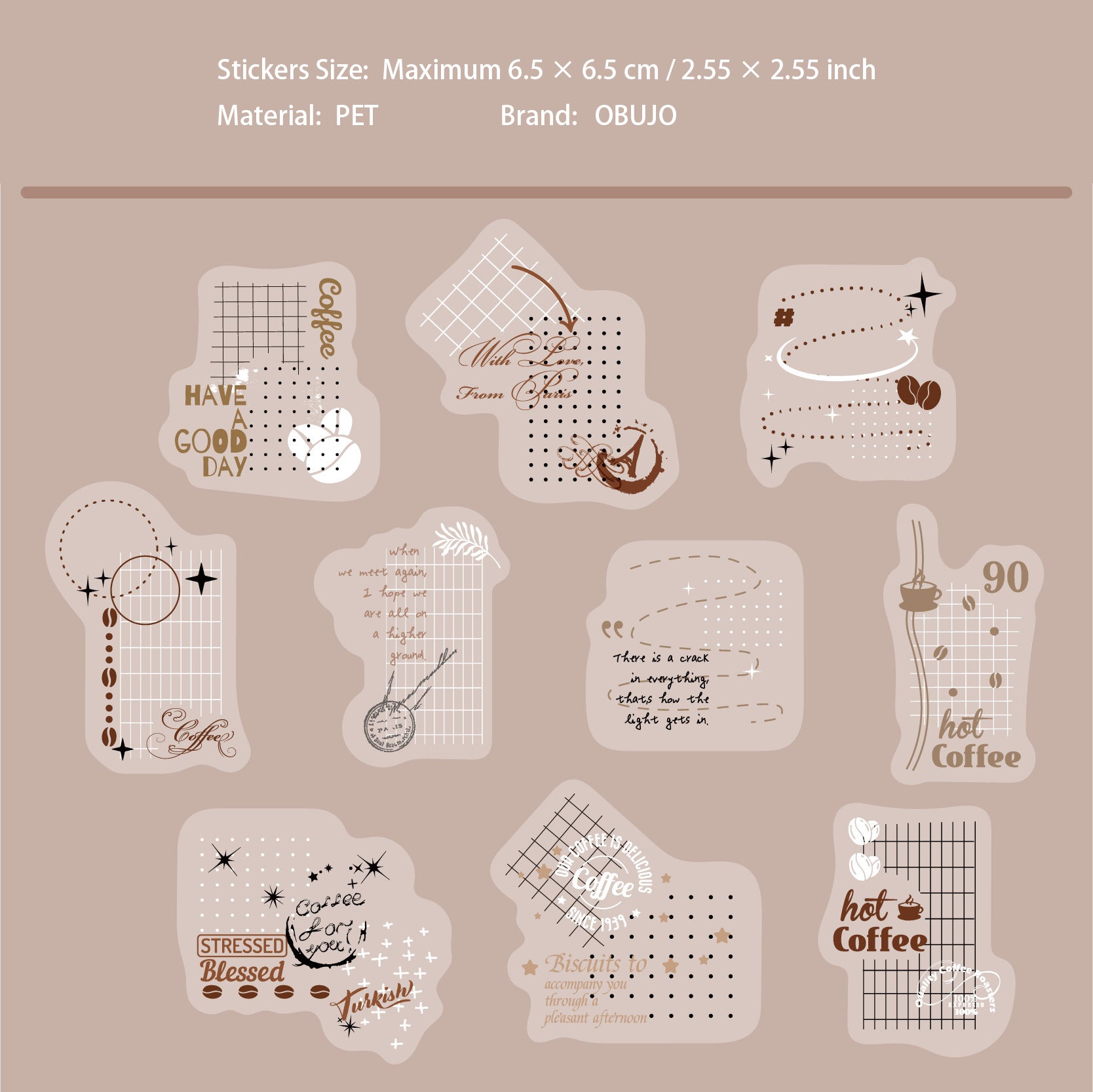 20 Pcs Creative Collage PET Stickers BYXZ