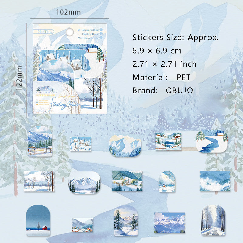 30 Pcs Seasonal Landscape PET Stickers FCHJ