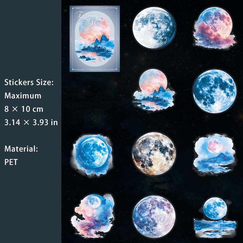 20 Pcs Fantasy Night Sky PET Stickers WKXl
