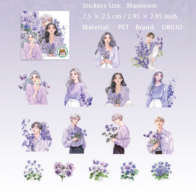 15 Pcs Rose Girl PET Stickers QPZHHZ