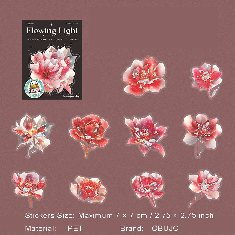 20 Pcs Silver Foil Flower PET Stickers LGHF