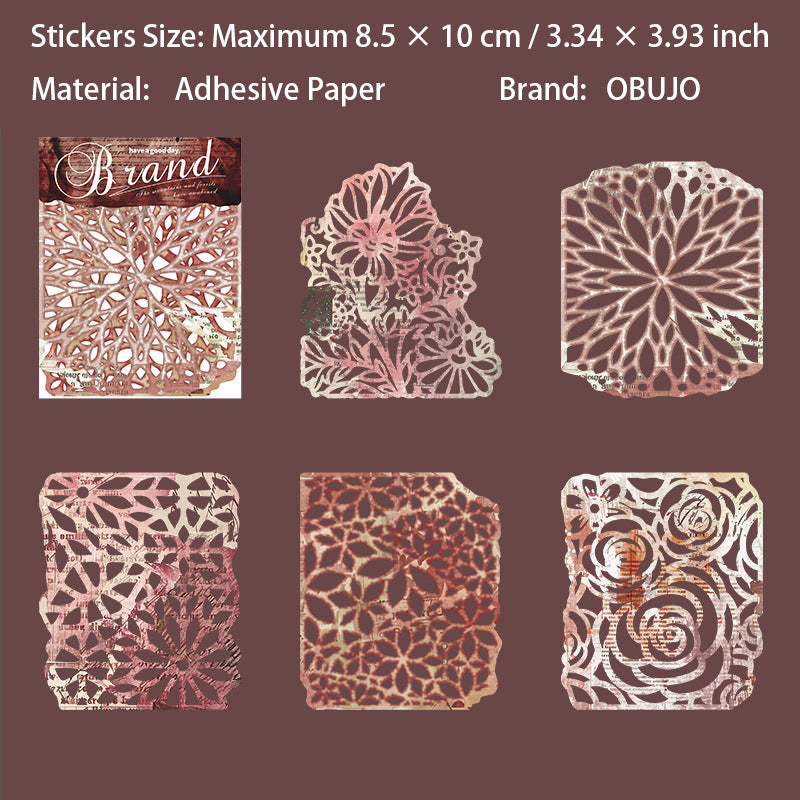 10 Pcs Vintage Hollow Cutout Journal Paper LYXL