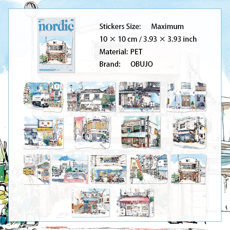 15 Pcs Country Landscape PET Stickers BOXES