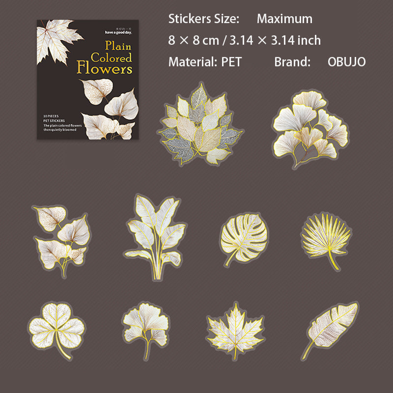 10 Pcs Gold Foil White Flower SSHK