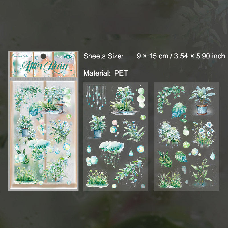 2 Sheets Rainny Theme PET Stickers YHQN