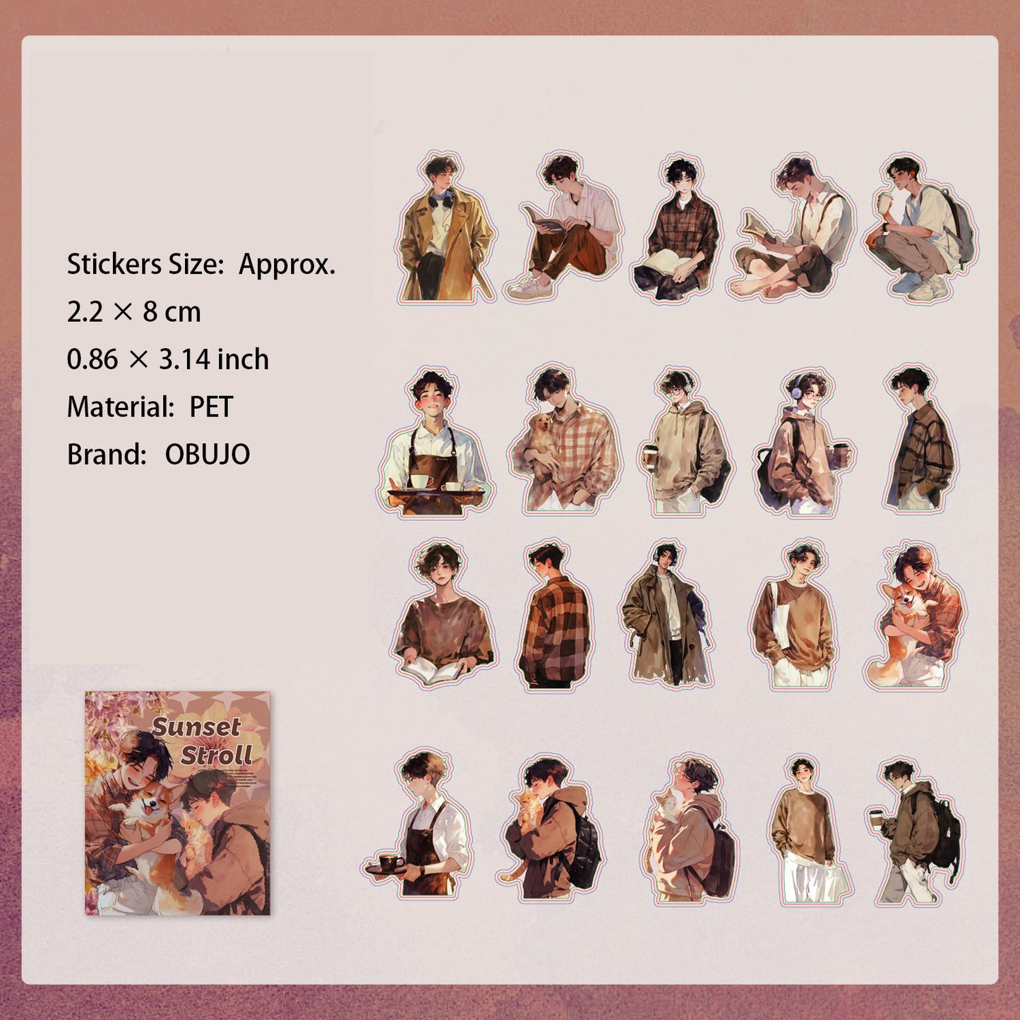 20 Pcs Fashion Girl Boy PET Stickers SXQX