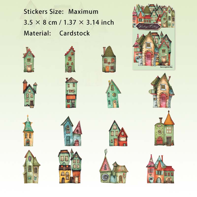 15 Pcs Fairy Magic House Cardstock Stickers GGXW