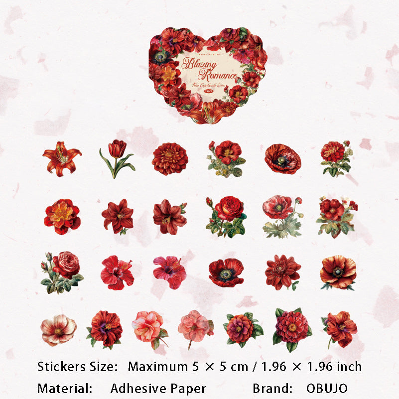 25 Pcs Vintage Flower Stickers HHBKTJ