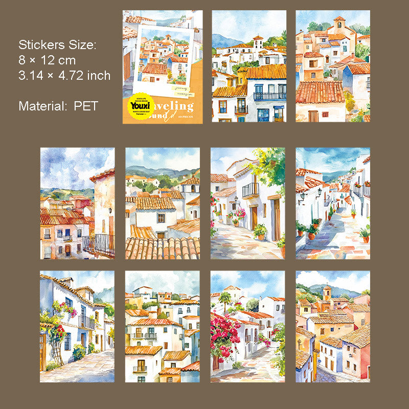 21 Pcs Travel Scrapbook Background Stickers HYSJX