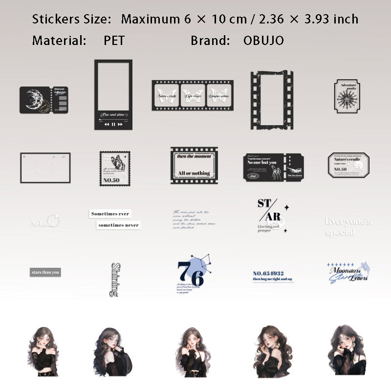 25 Pcs Girl Memory PET Stickers JPHY