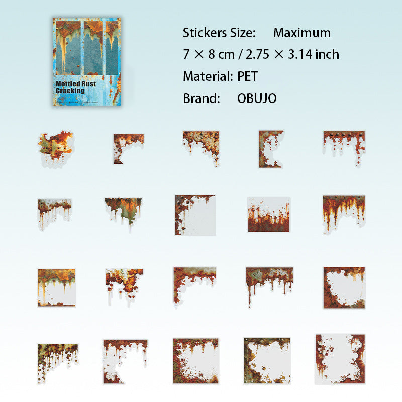 20 Pcs Cracked Old Traces PET Stickers BBXL