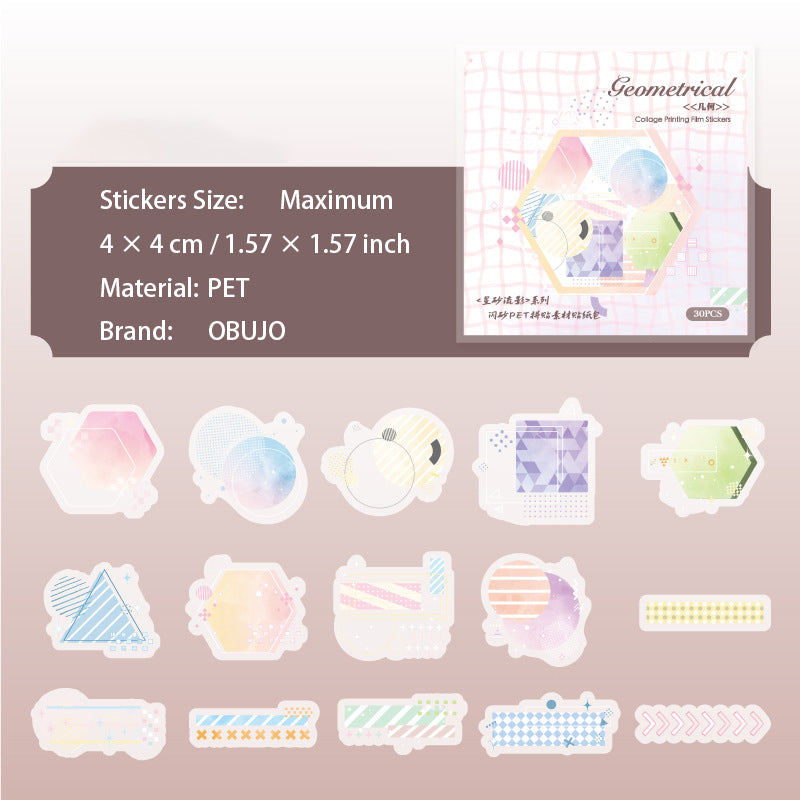 30 Pcs Geometry Themed Journal Stickers XSLY