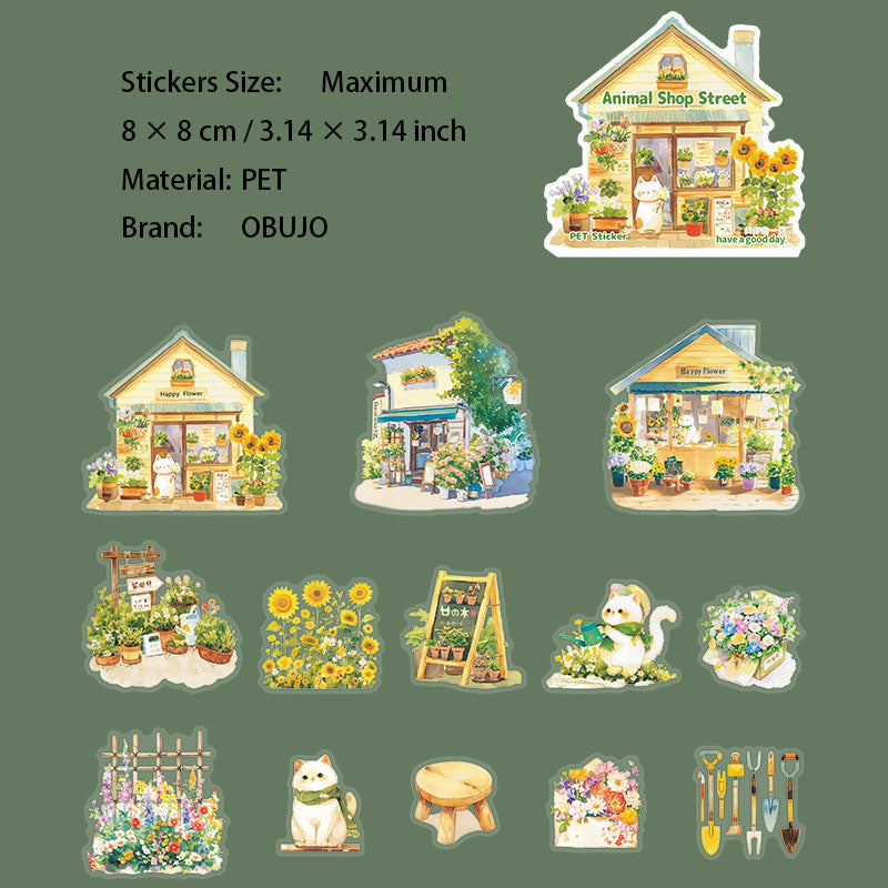 13 Pcs Animal Shop Store PET Stickers DWSD