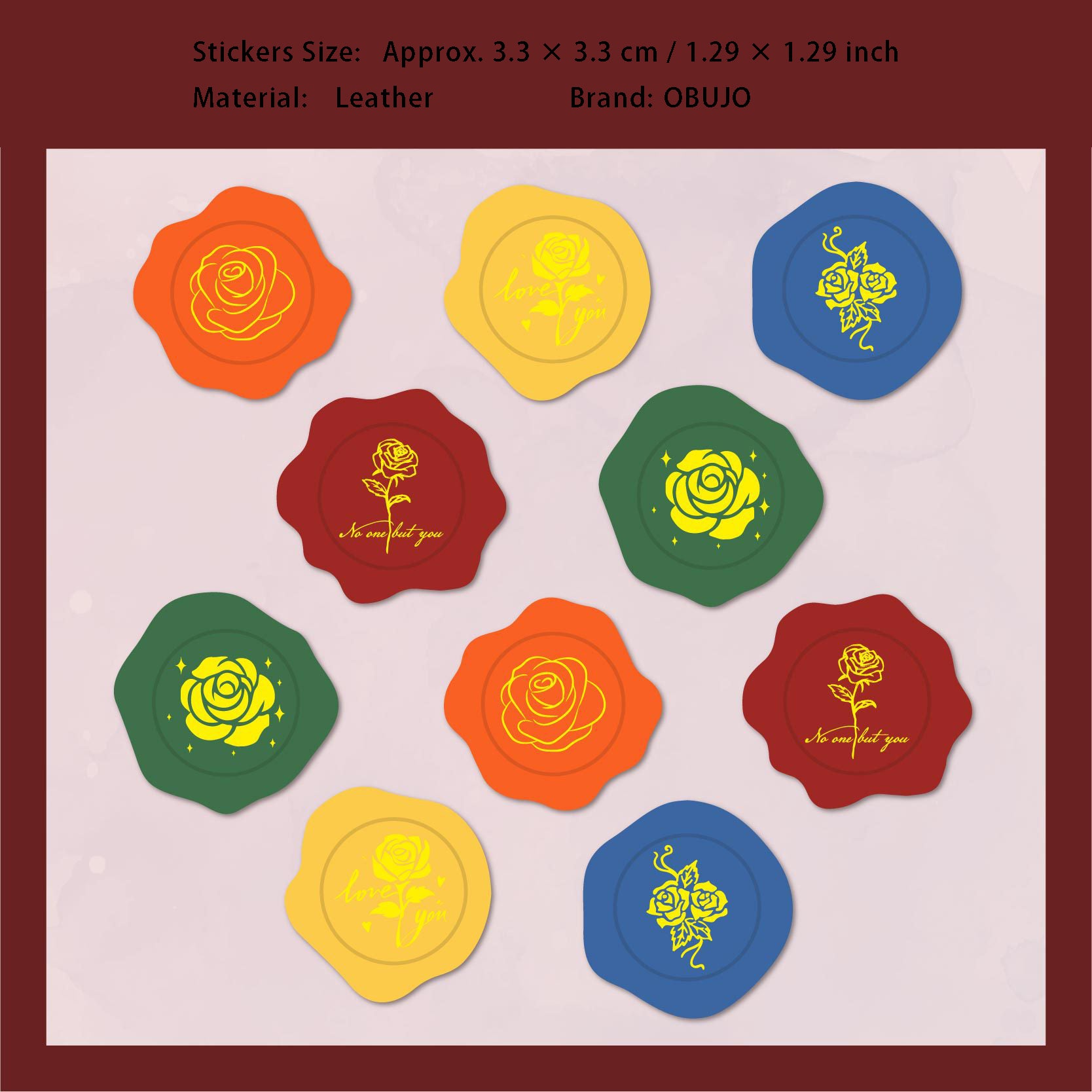 10 Pcs Gold Foil Leather Wax Seal Stickers ZYXL