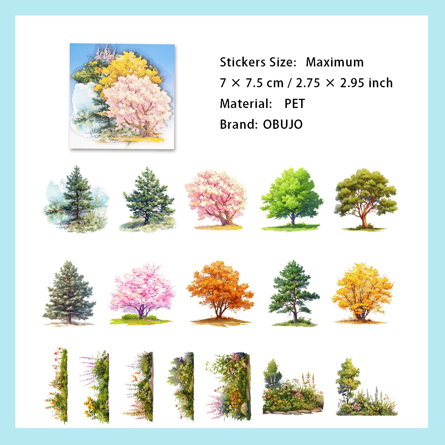 17 Pcs Garden Landscape PET Stickers YHYSJ