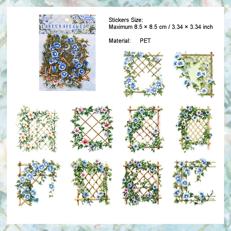 10 Pcs Garden Vine PET Stickers MMHY