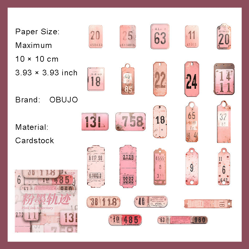 25 Pcs Vintage Number Label Cardstock Paper SZJG