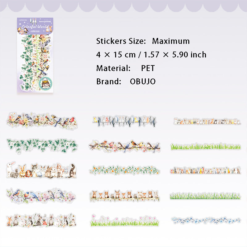 15 Pcs Creative Cute PET Stickers KAQML