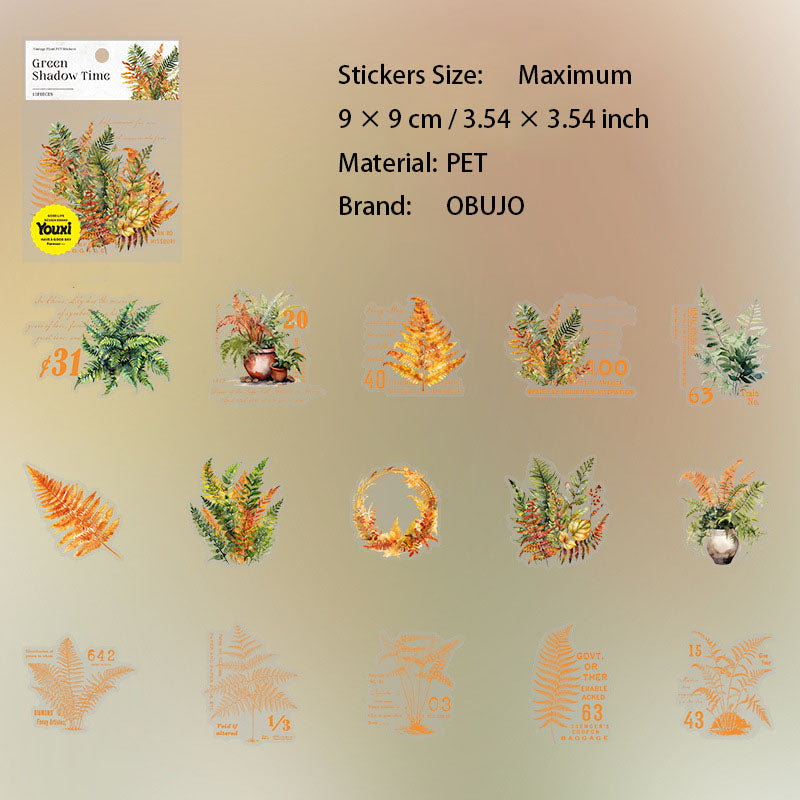 15 Pcs Plant Leaf PET Stickers LYSG