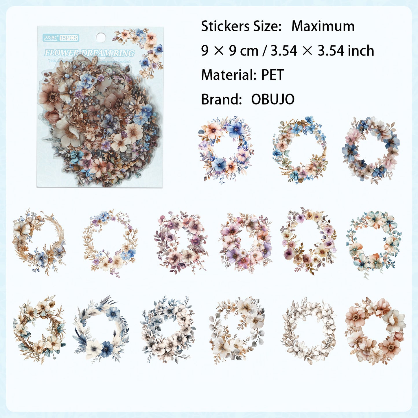 15 Pcs Flowers PET Tape FGHY