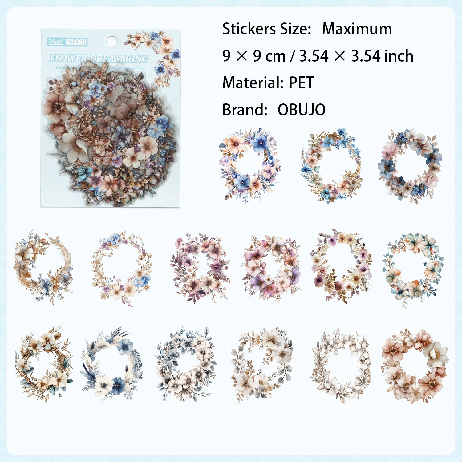 15 Pcs Flowers PET Tape FGHY
