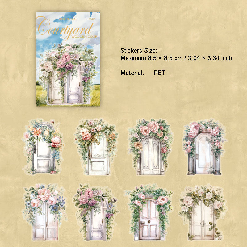 8 Pcs Wooden Door PET Stickers TYMM