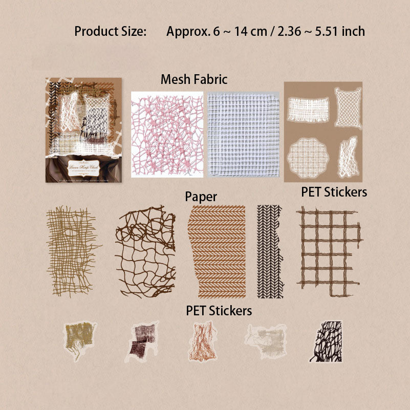 23 Pcs Textured Journal Paper and Fabric Mesh WSXL