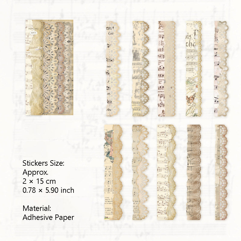 10 Pcs Cutout Lace Stickers YRZZ