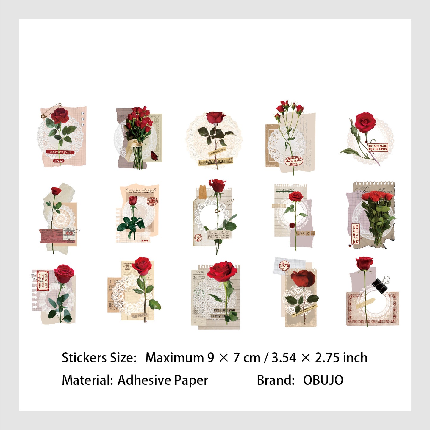 30 Pcs Vintage Plant Collage Stickers YCXL