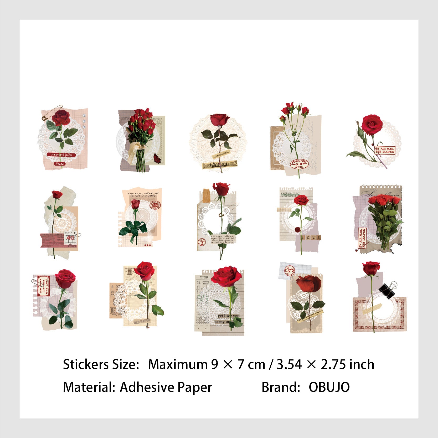 30 Pcs Vintage Plant Collage Stickers YCXL