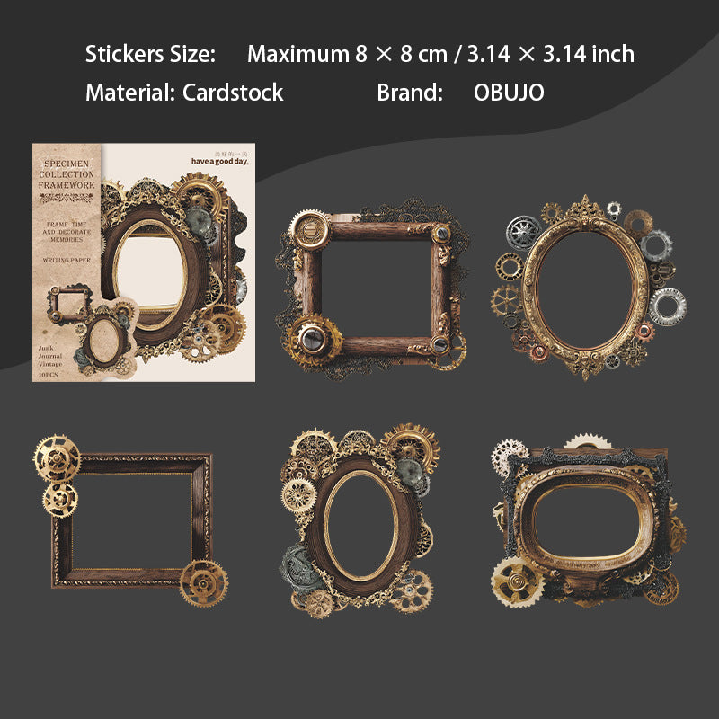 10 Pcs Botanical Frame Cardstock Stickers ZCBBK