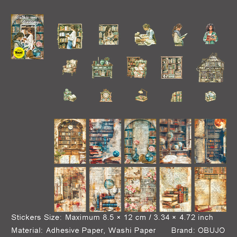 15 Pcs Dark Acadamy Journal Stickers GTXY
