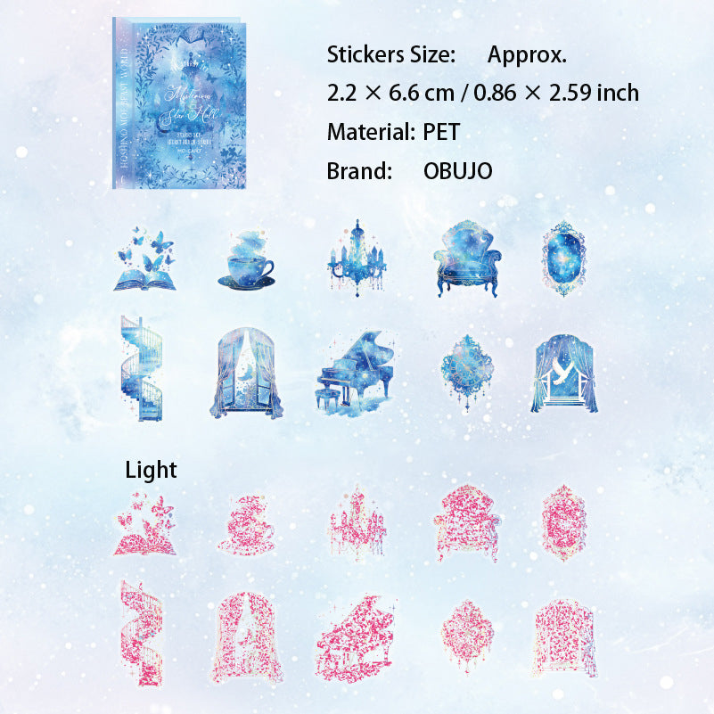 20 Pcs Galaxy Themed PET Stickers XKMY