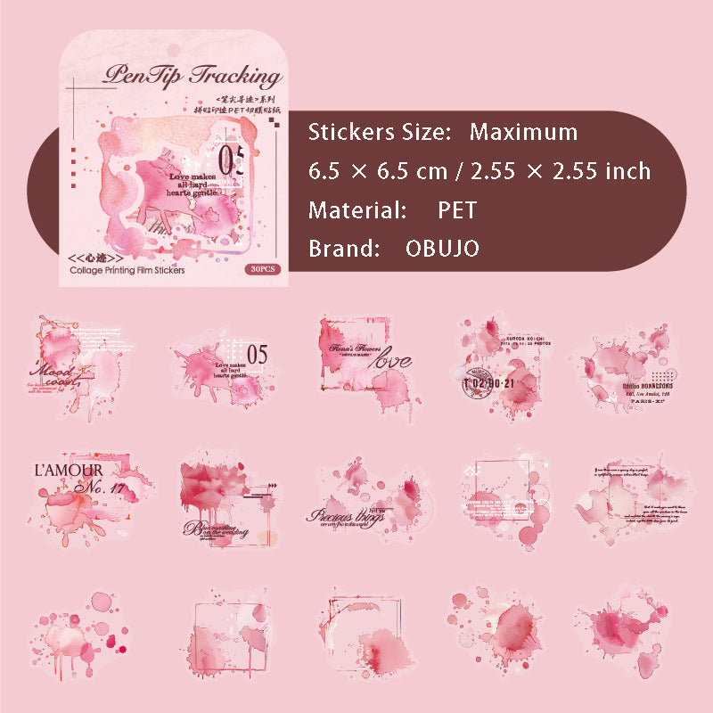 30 Pcs Paint Splash PET Stickers BJXJ
