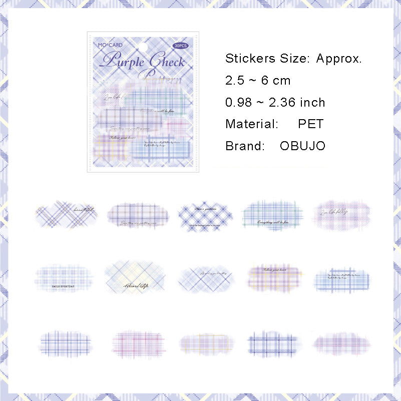 30 Pcs Watercolor Grid Journal Stickers CSGWP