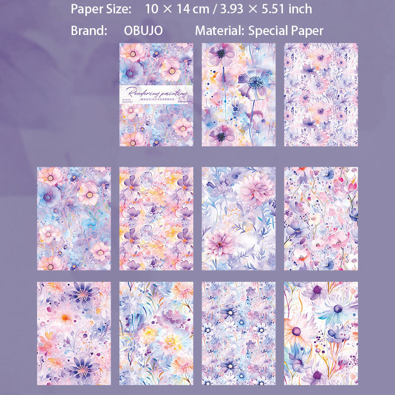 30 Pcs Watercolor Floral Journal Paper YRHH