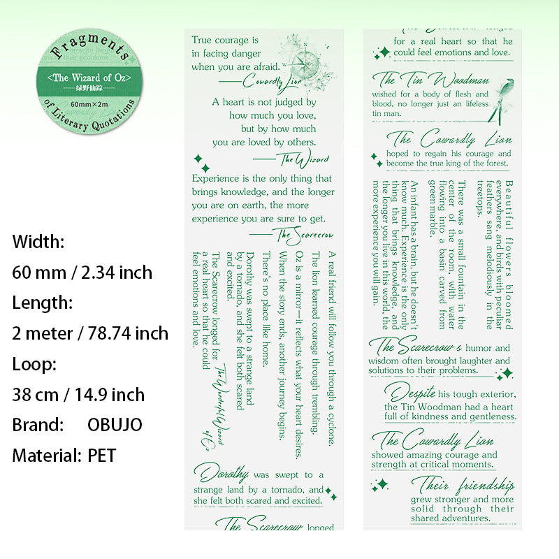 1 Roll Literature Fragments PET Tape WXYLPD