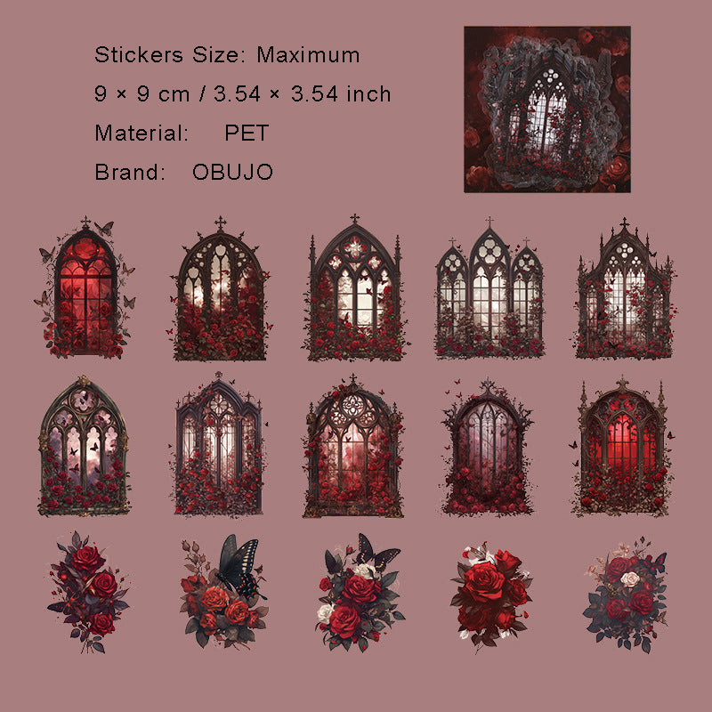 15 Pcs Flower Windows PET Stickers HCQM
