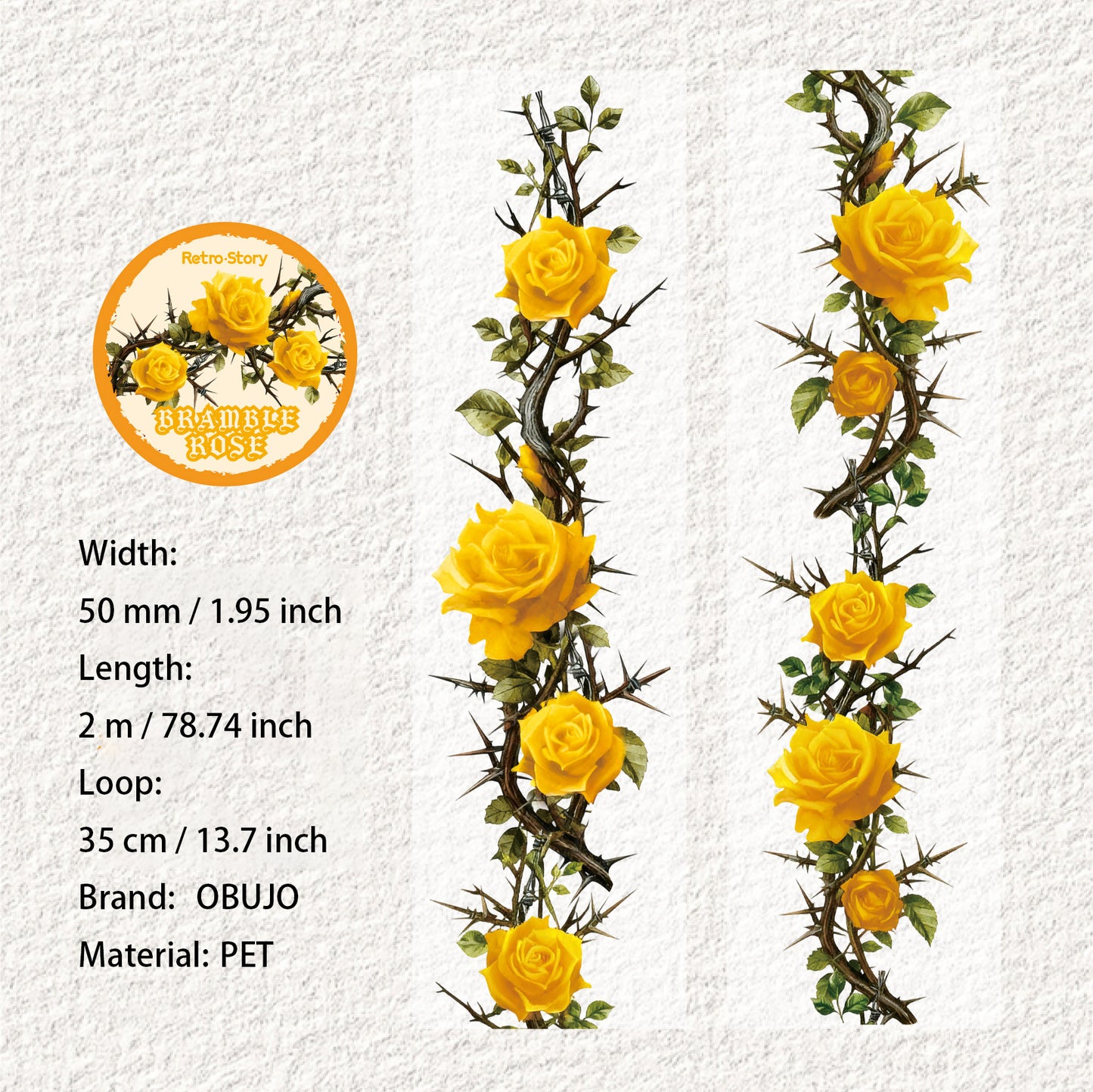 1 Roll Gothic Rose PET Tape JJMG