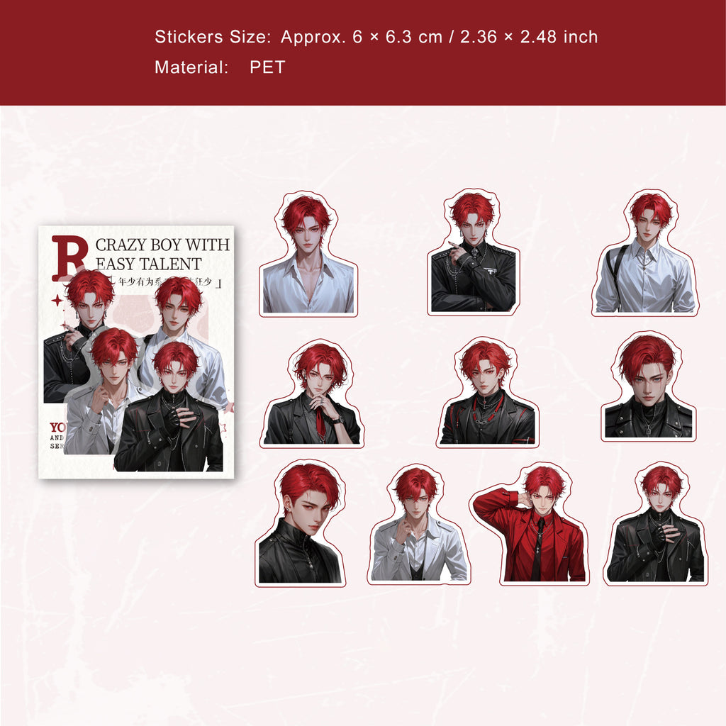 20 Pcs Handsome Boy PET Stickers NSYW