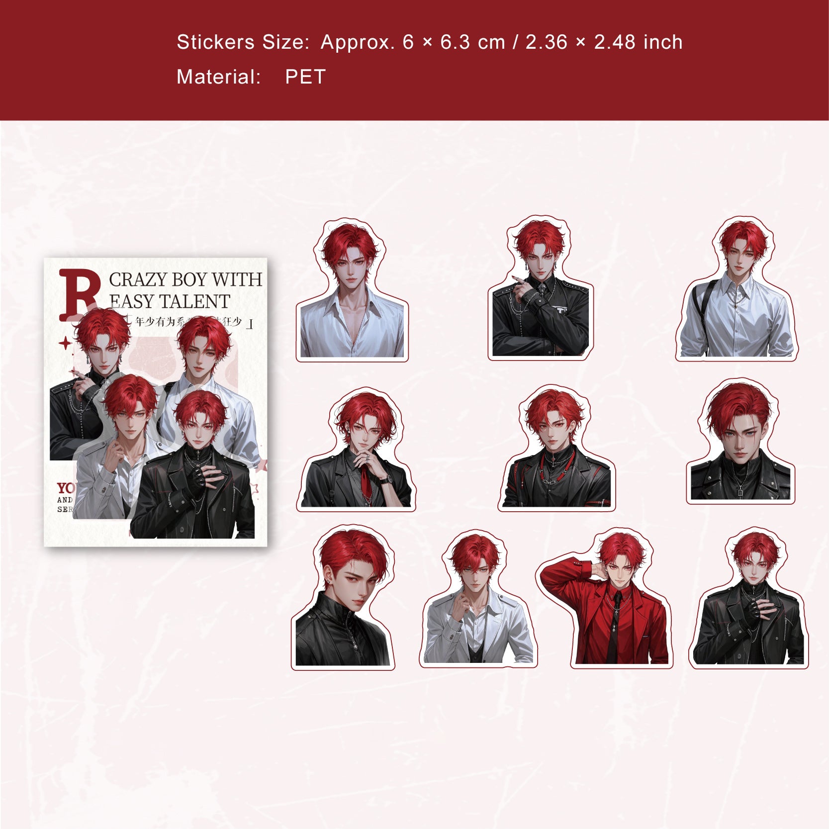 20 Pcs Handsome Boy PET Stickers NSYW