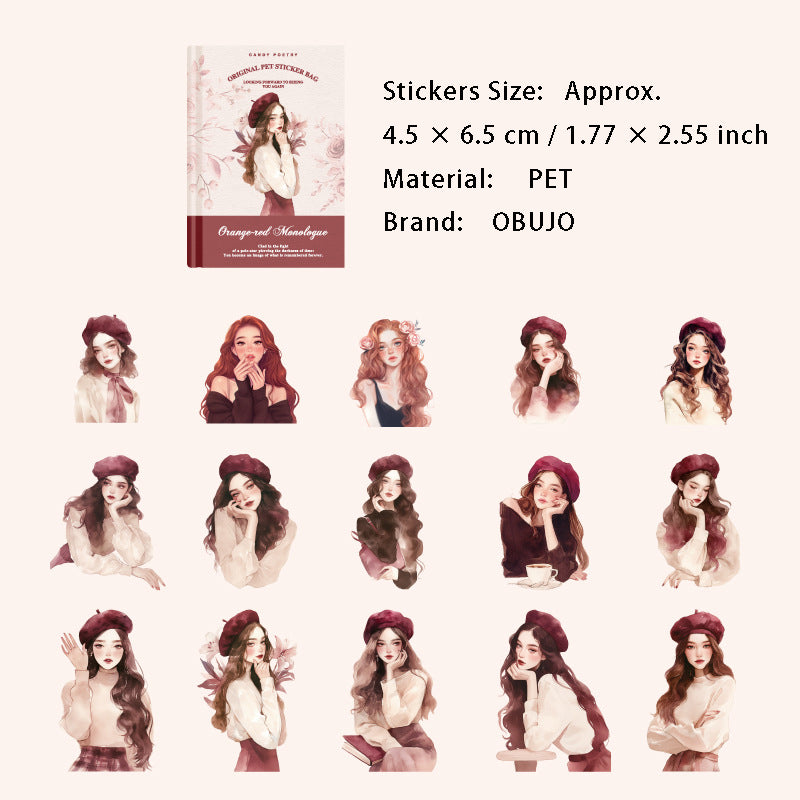 30 Pcs Fahsion Girl PET Stickers JRSD