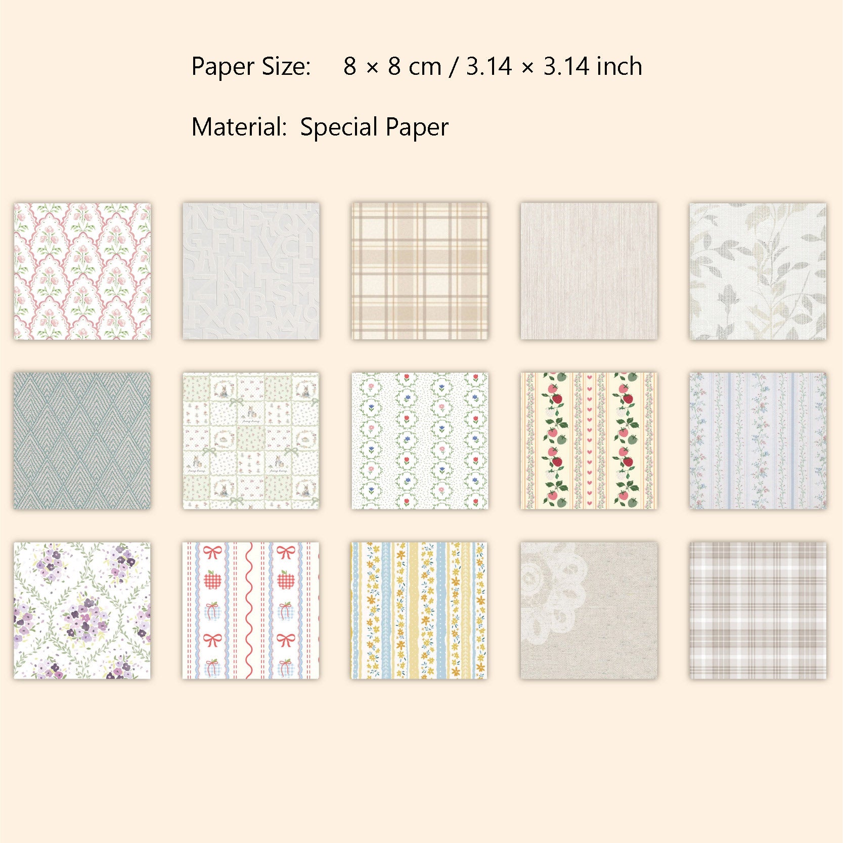 30 Pcs Floral Grid Basic Scrapbook Paper BWZX