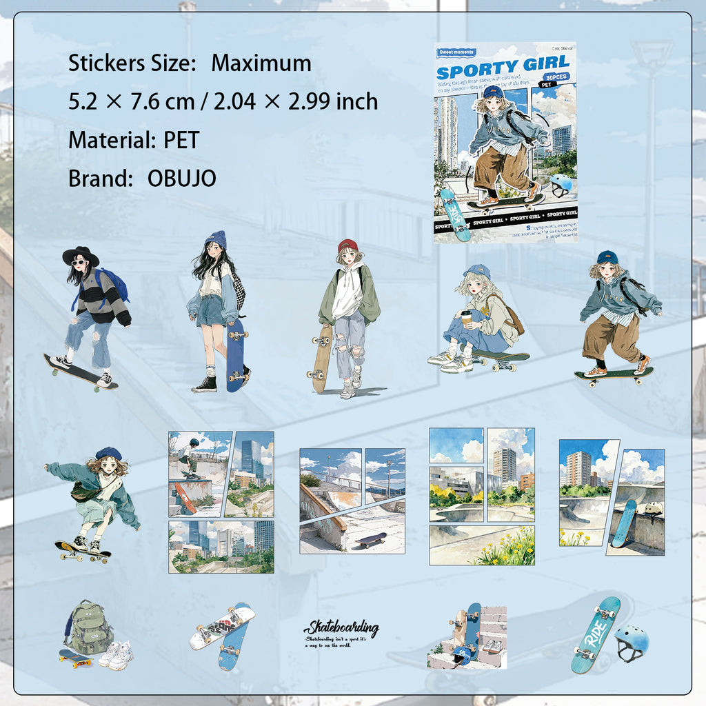 30 Pcs Sporty Girl PET Stickers SNYD