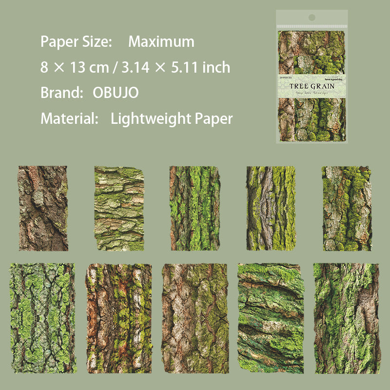 20 Sheets Tree Bark Texture Journal Paper SWYJ