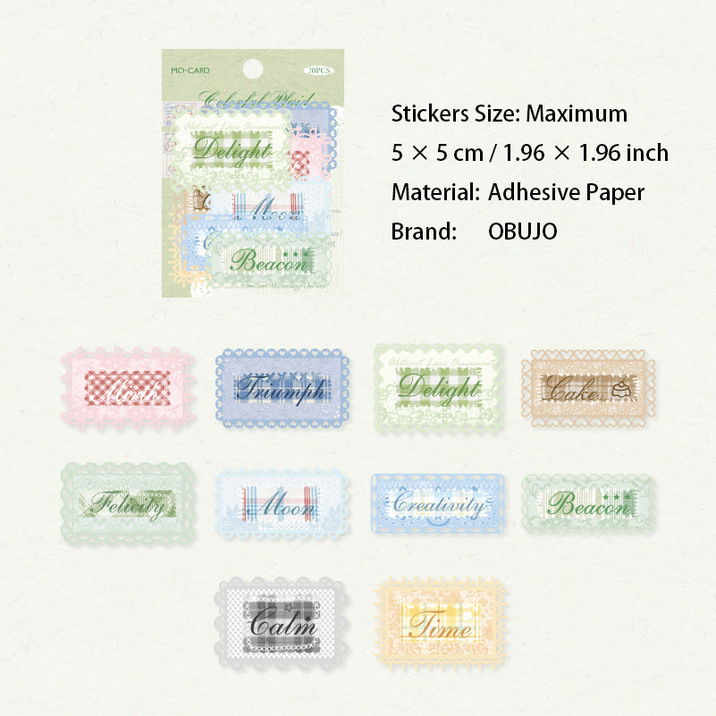 20 Pcs Vintage Lace Label Stickers CWZM