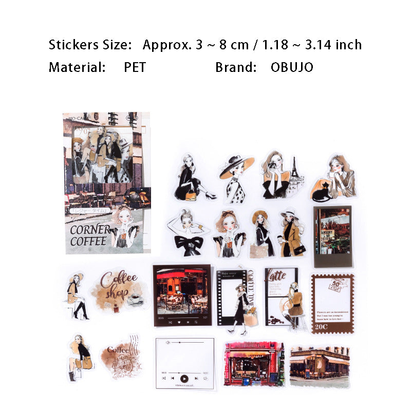 40 Pcs Romance Girl PET Stickers XHLM