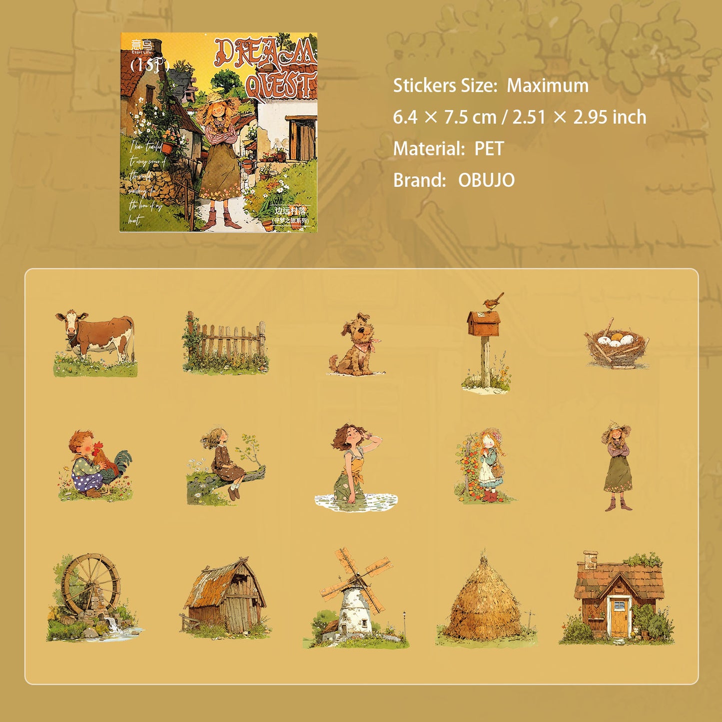 15 Pcs Dreamy Girl PET Stickers XMZL