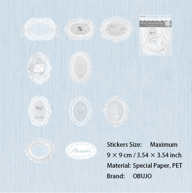 10 Pcs Lace Edged Journal Stickers LSHX